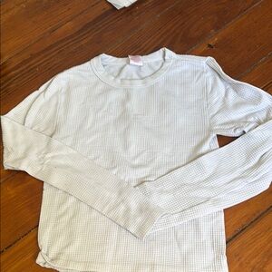 No Boundaries Ivory Waffle Knit Top